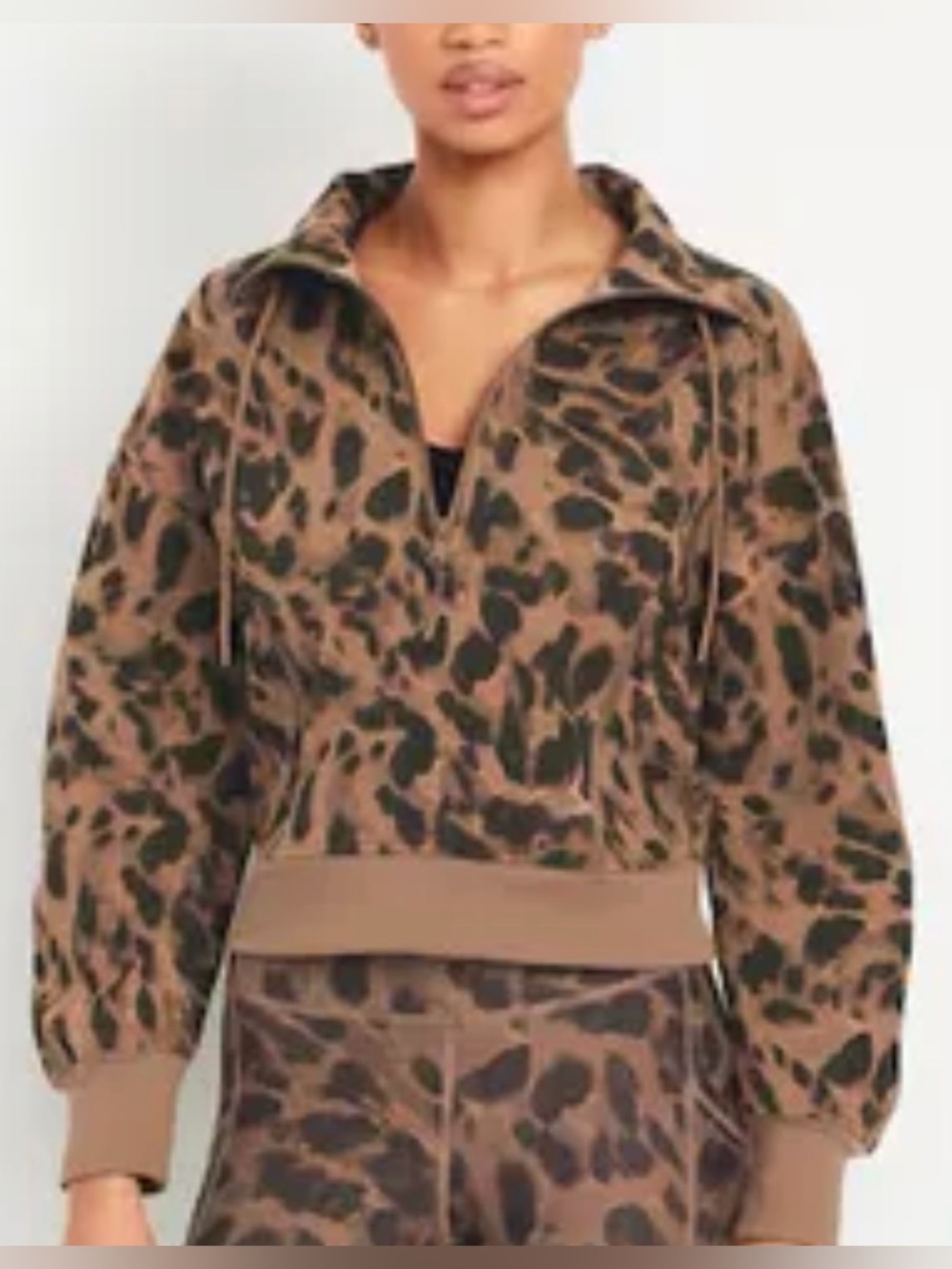 Old Navy Dynamic Fleece Half Zip Sweatshirt, Brown Leopard, sz M Tall